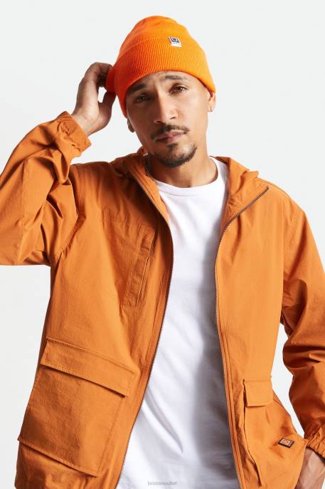 Men Brixton Athletic Orange Harbor Beta Watch Cap Beanie Accessories