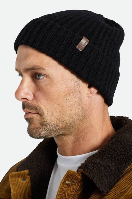 Men Brixton Black Heist Reserve Cashmere Beanie Accessories
