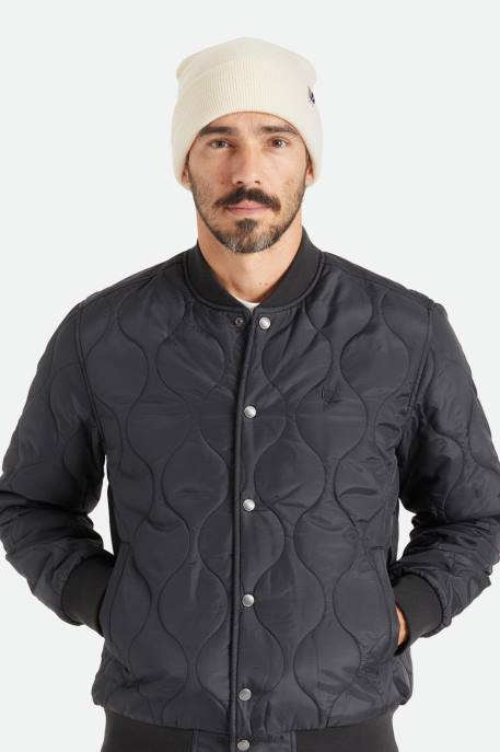 Men Brixton Off White Harbor Beta Watch Cap Beanie Accessories