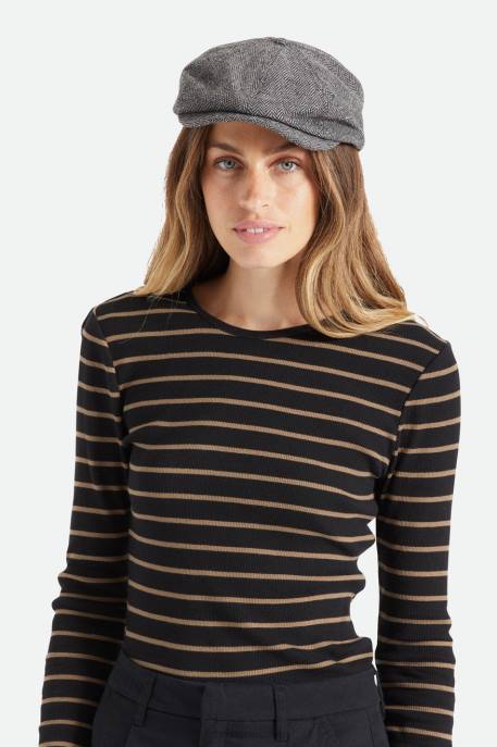 Men Brixton Grey/Black Brood Newsboy Cap Accessories