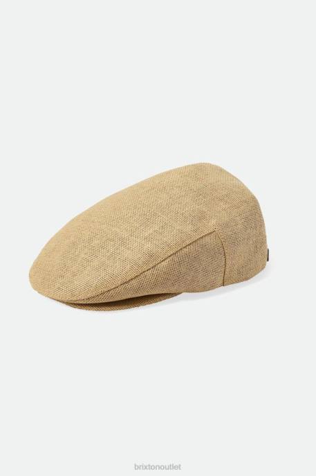Men Brixton Natural Straw Hooligan Lightweight Flat Cap Accessories
