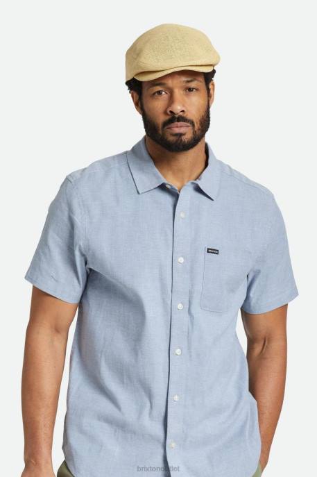 Men Brixton Natural Straw Hooligan Lightweight Flat Cap Accessories