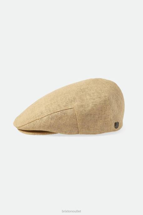 Men Brixton Natural Straw Hooligan Lightweight Flat Cap Accessories