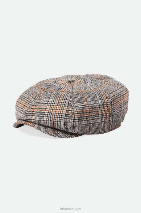Men Brixton Off White/Black/Paradise Orange Brood Newsboy Cap Accessories