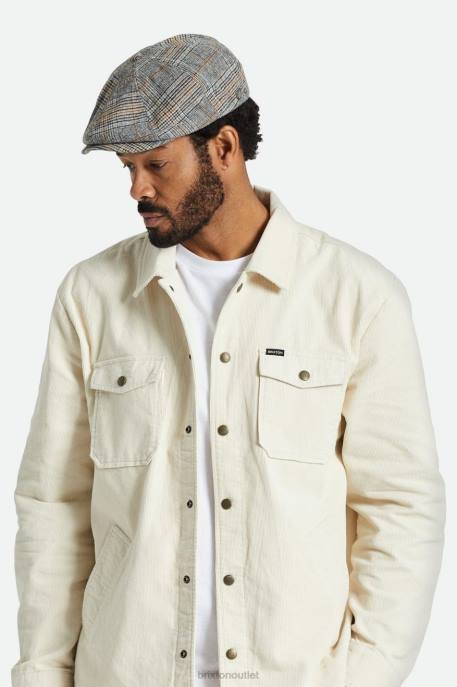 Men Brixton Off White/Black/Paradise Orange Brood Newsboy Cap Accessories