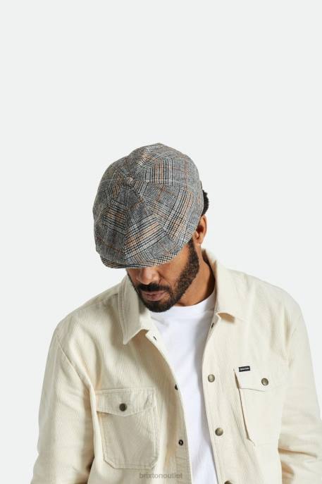 Men Brixton Off White/Black/Paradise Orange Brood Newsboy Cap Accessories