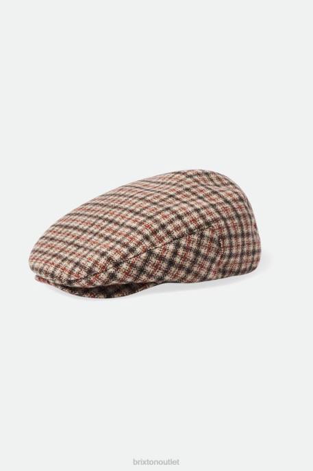Men Brixton Sand/Dark Earth/Paradise Orange Hooligan Lightweight Flat Cap Accessories
