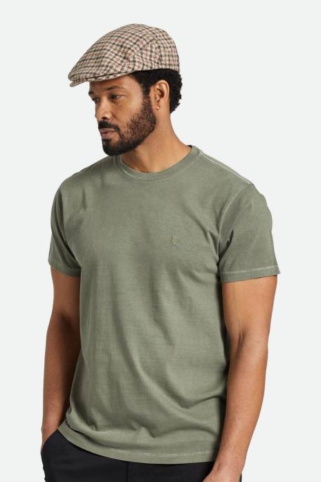 Men Brixton Sand/Dark Earth/Paradise Orange Hooligan Lightweight Flat Cap Accessories