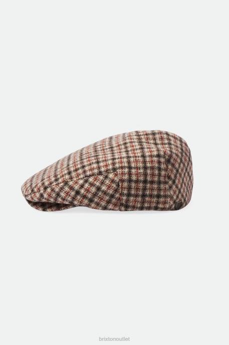 Men Brixton Sand/Dark Earth/Paradise Orange Hooligan Lightweight Flat Cap Accessories