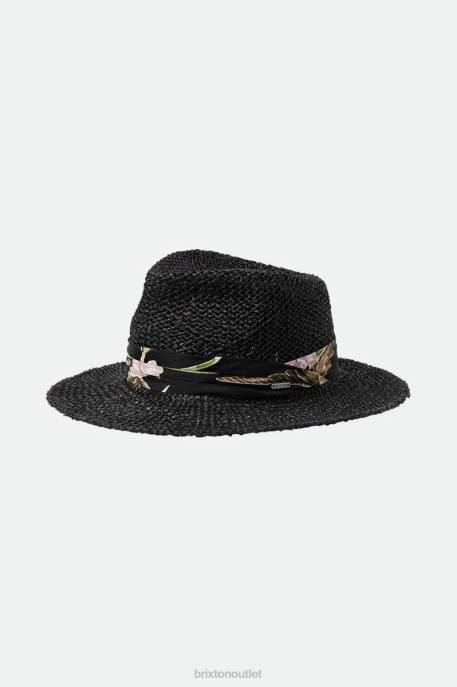 Men Brixton Black Aloha Straw Fedora Accessories