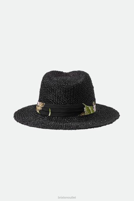 Men Brixton Black Aloha Straw Fedora Accessories