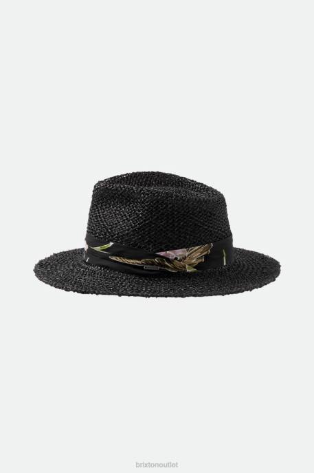 Men Brixton Black Aloha Straw Fedora Accessories
