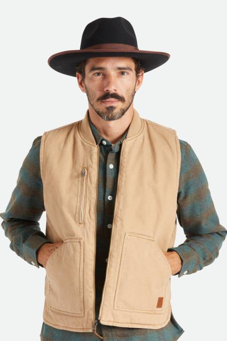 Men Brixton Black/Brown Reno Fedora Accessories