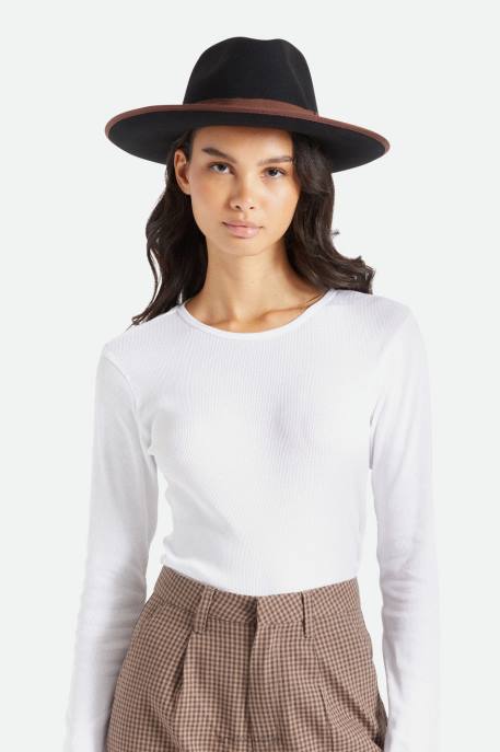 Men Brixton Black/Brown Reno Fedora Accessories