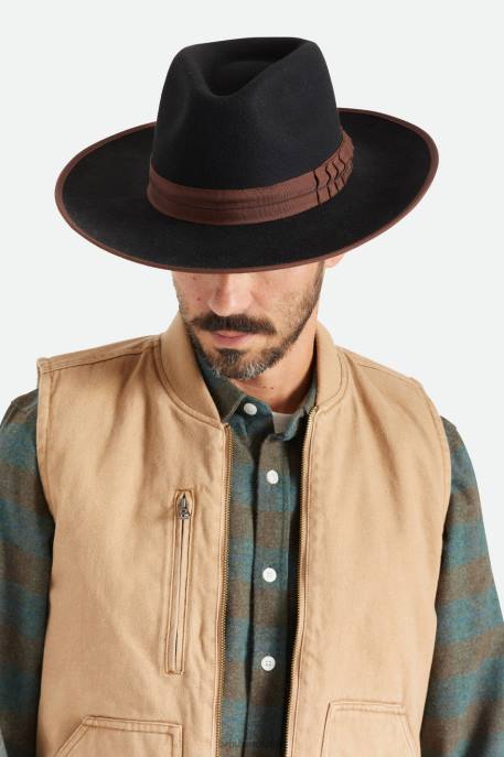 Men Brixton Black/Brown Reno Fedora Accessories