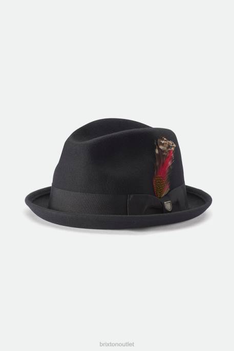 Men Brixton Black Gain Fedora Accessories
