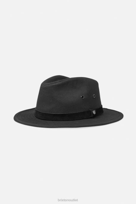 Men Brixton Black Messer Adventure Fedora Accessories