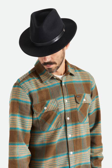 Men Brixton Black Messer Fedora Accessories