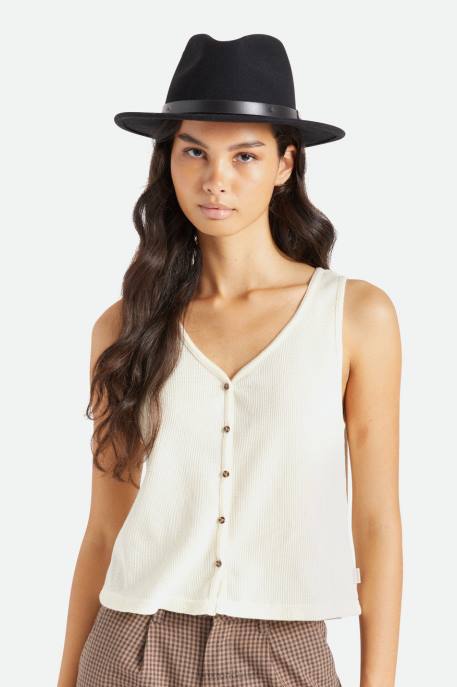 Men Brixton Black Messer Fedora Accessories