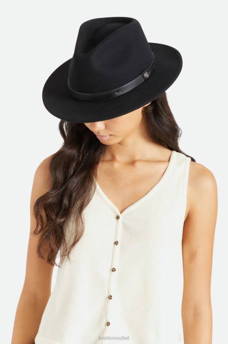 Men Brixton Black Messer Fedora Accessories