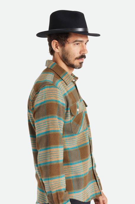 Men Brixton Black Messer Fedora Accessories