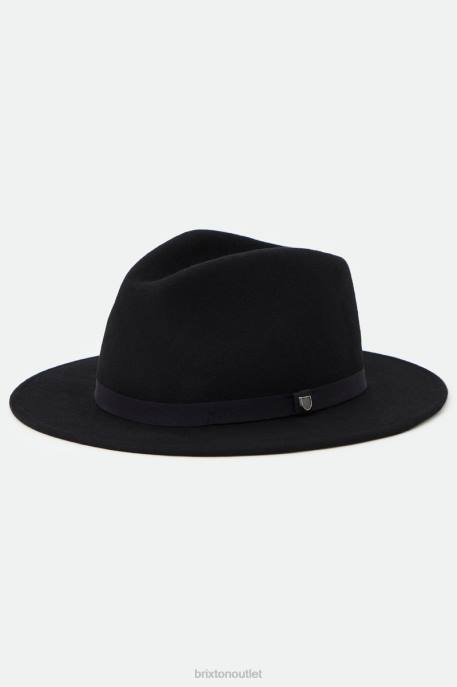 Men Brixton Black Messer Packable Fedora Accessories