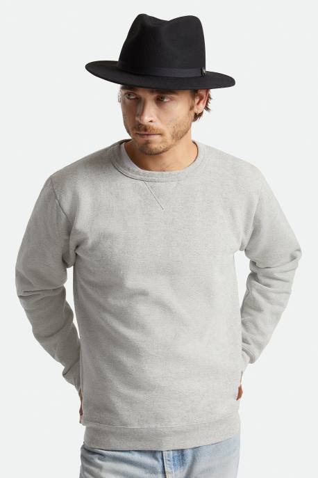 Men Brixton Black Messer Packable Fedora Accessories
