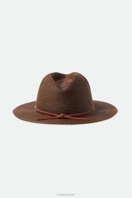 Men Brixton Dark Earth Wesley Straw Packable Fedora Accessories