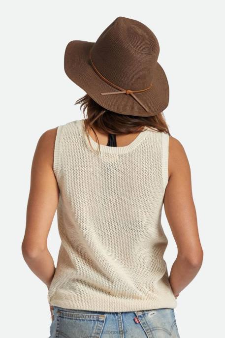 Men Brixton Dark Earth Wesley Straw Packable Fedora Accessories