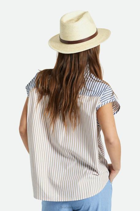 Men Brixton Natural/Brown Messer Straw Fedora Accessories