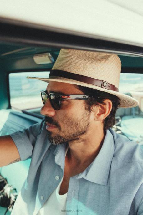 Men Brixton Natural Messer Straw Fedora Accessories