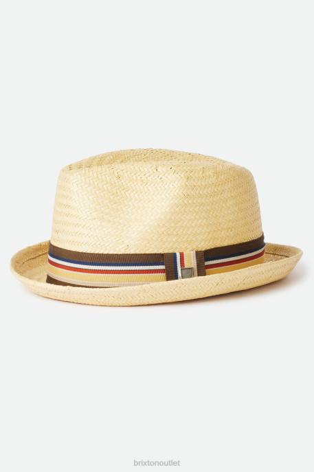 Men Brixton Tan Castor Straw Fedora Accessories