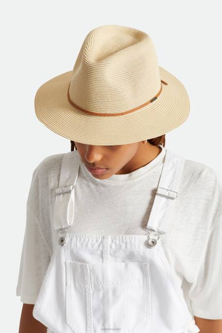 Men Brixton Tan Wesley Straw Packable Fedora Accessories