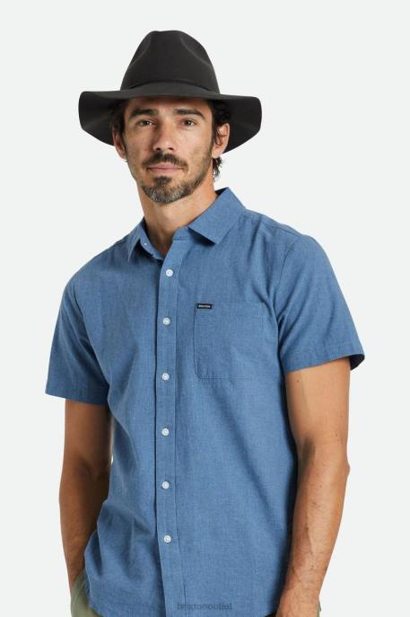 Men Brixton Washed Black Wesley Packable Fedora Accessories