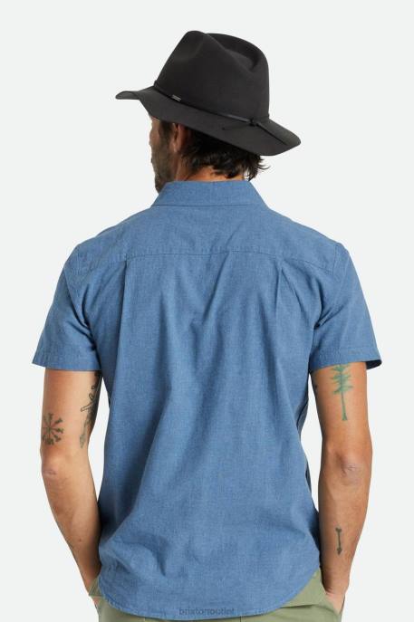 Men Brixton Washed Black Wesley Packable Fedora Accessories