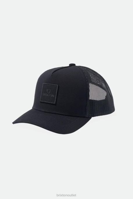 Men Brixton Black Alpha Block Netplus Trucker Hat Accessories
