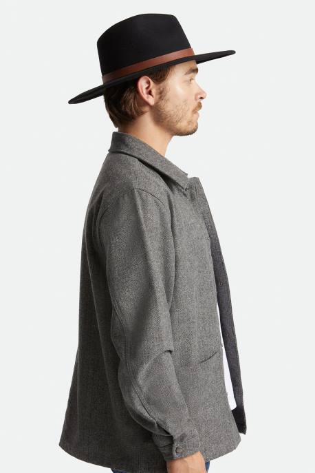 Men Brixton Black Field Proper Hat Accessories