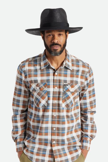 Men Brixton Black Reno Straw Hat Accessories