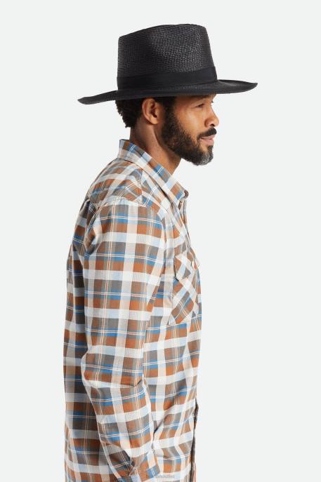 Men Brixton Black Reno Straw Hat Accessories