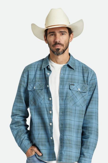 Men Brixton Off White El Paso Straw Reserve Cowboy Hat Accessories
