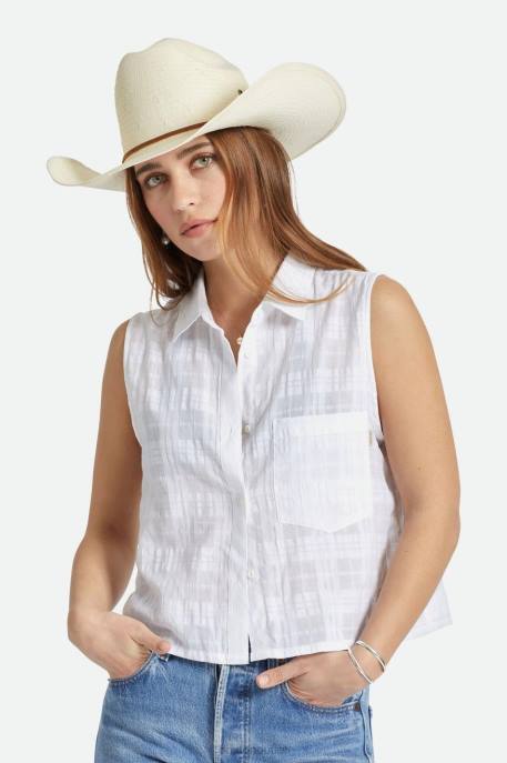 Men Brixton Off White El Paso Straw Reserve Cowboy Hat Accessories