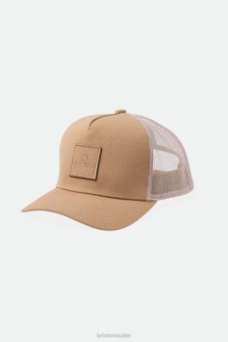 Men Brixton Sand Alpha Block Netplus Trucker Hat Accessories