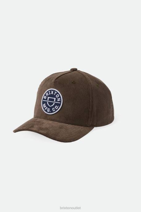 Men Brixton Dark Earth Cord Crest MP Snapback Accessories