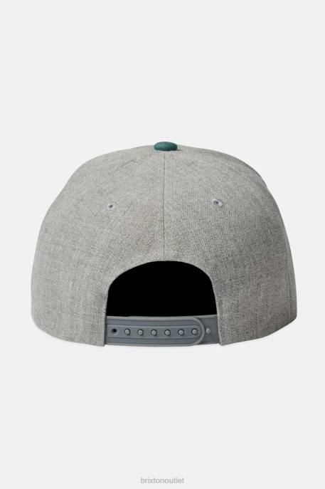 Men Brixton Dark Heather Grey/Dark Green Crest C MP Snapback Accessories