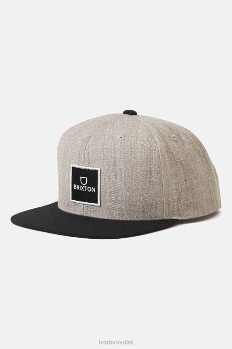 Men Brixton Heather Grey/Black Alpha Square Netlpus MP Snapback Accessories