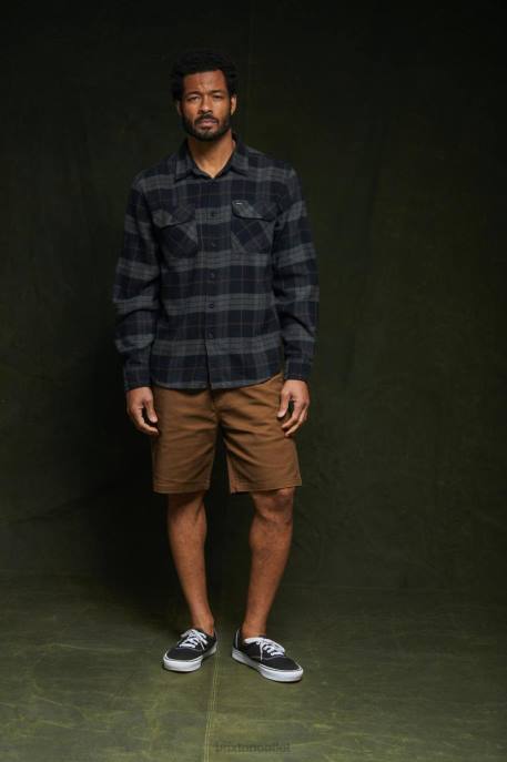 Men Brixton Black/Charcoal Bowery L/S Flannel Apparel
