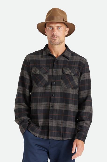 Men Brixton Black/Charcoal Bowery L/S Flannel Apparel