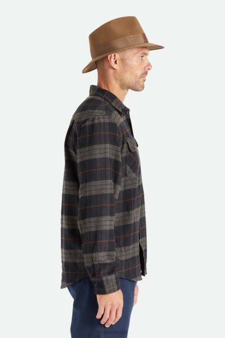Men Brixton Black/Charcoal Bowery L/S Flannel Apparel