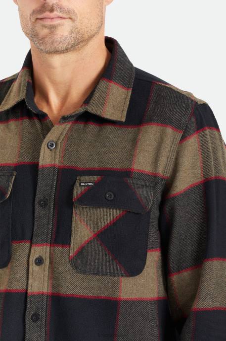 Men Brixton Heather Grey/Charcoal Bowery L/S Flannel Apparel