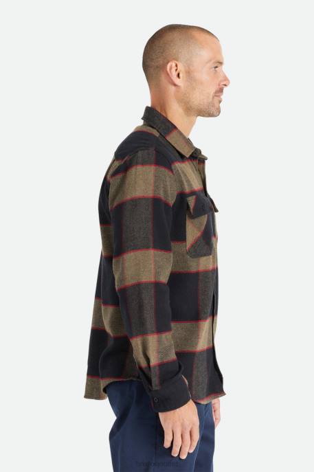 Men Brixton Heather Grey/Charcoal Bowery L/S Flannel Apparel